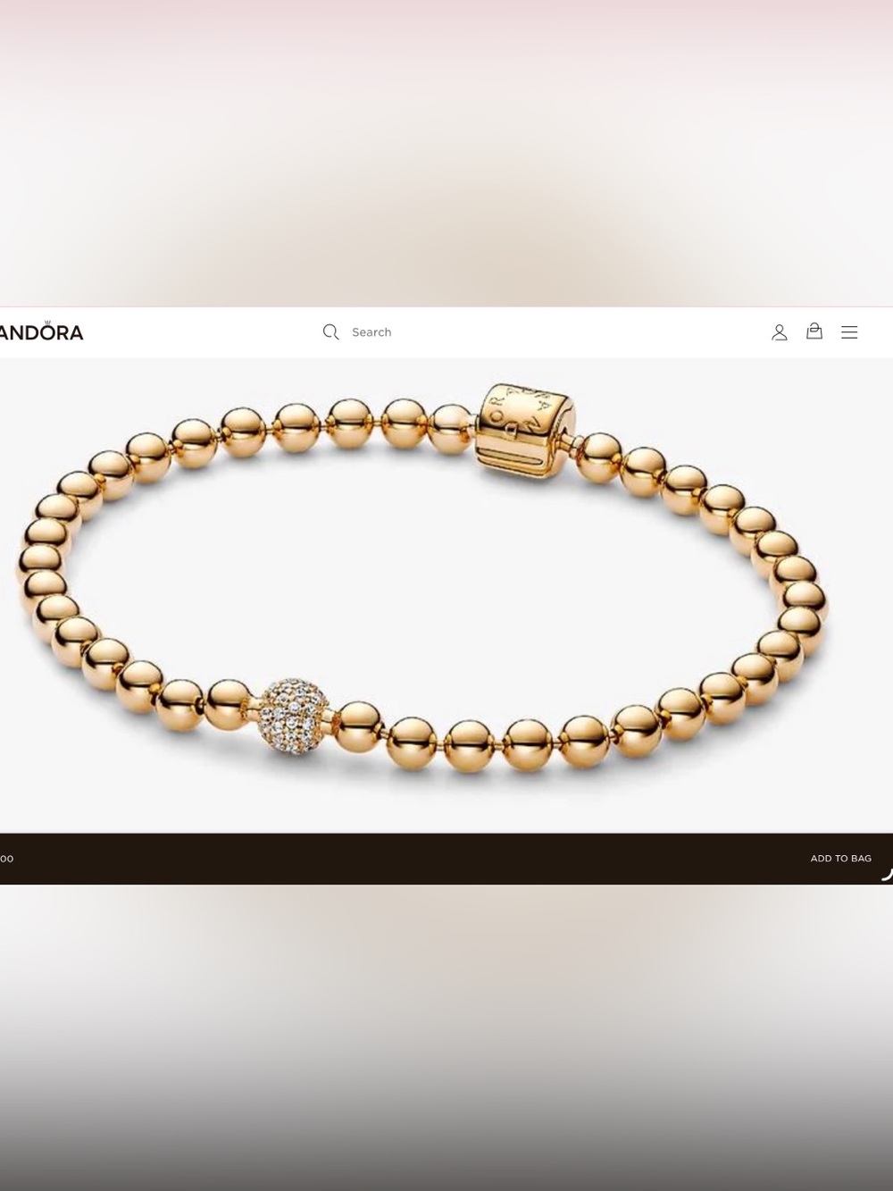 Pandora Gold Beaded Bracelet with Pavé Accent
